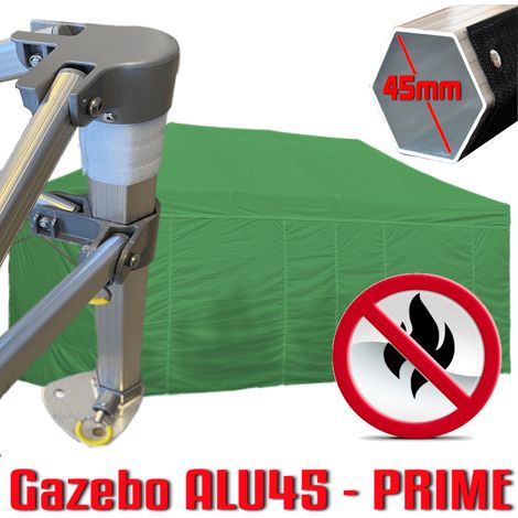 Gazebo 3x6 m verde certificato IGNIFUGO pieghevole alluminio piantone esagonale 45mm portatile estendibile richiudibile estensibile acciaio con laterali per fiere eventi stand chiosco tenda tendone me (1/5)
