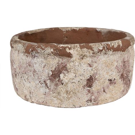 Pot de fleurs décoratif en terre cuite beige marron Ø 23 x 11 cm pour balcon et rebord de fenêtre - PANGIVO