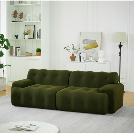 Canapé 2 places modulaire tissu vert 224 cm OKMYHOME (1/5)