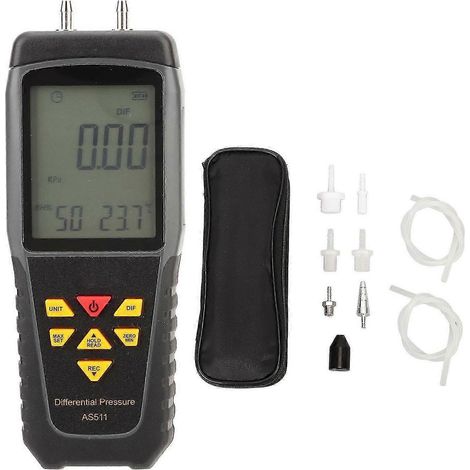 Testeur de pression différentielle, manomètre à capteur numérique, testeur d'air et de gaz portatif intelligent avec rétroéclairage LED. (1/4)
