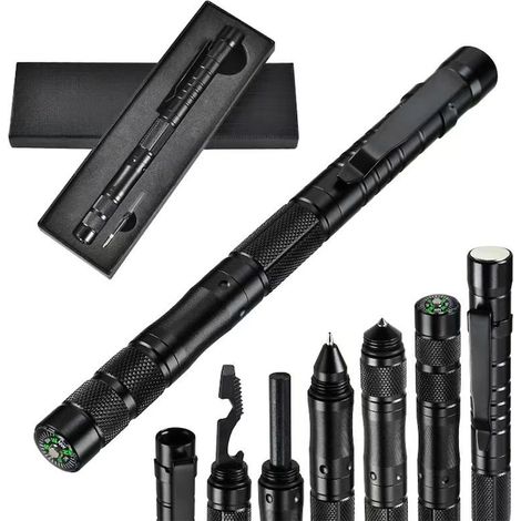 EINNENFFER 12 en 1 Stylo multifonction, 16cm, 46g, Set avec clé, tournevis, lampe de poche, ouvre-bouteille (1/5)