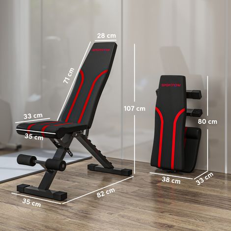 Klappbare Workout-Bank, 6-stufige Rückenlehne, 4-stufiger Sitz, Metall, gepolstert, Schwarz (1/5)