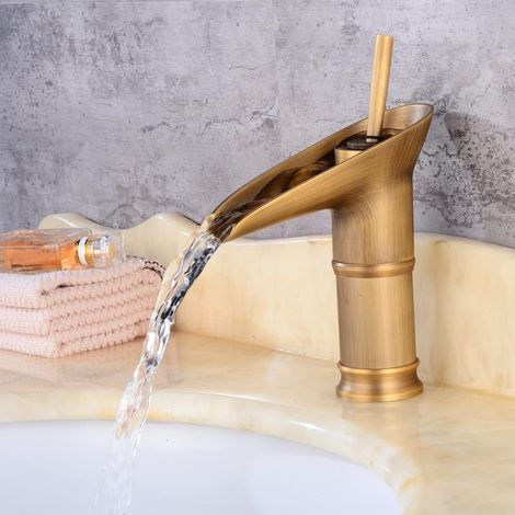 Retro Waschtischarmatur, Einhebel- Mischbatterie Wasserhahn Wasserfall Antik Badezimmer Wasserfall Waschbecken Mischbatterie Armatur Bad Waschbecken Mischbatterie Für Bad Waschbecken