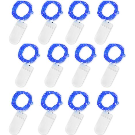 Guirlande Lumineuse à Piles, Lot de 12 Pièce Fée Chaîne Lumières 2m 20 LEDs Guirlande en Cuivre Étanche pour Décoration Anniversaire, Fête, Mariage, Noël, Pelouse (Bleu) [Classe énergétique A] (1/5)