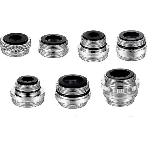 Kit de 7 adaptateurs pour aérateur de robinet, accessoires de robinetterie de cuisine en laiton, adaptateurs femelle-mâle pour tuyau d'arrosage, douchette d'évier, eau. (1/4)
