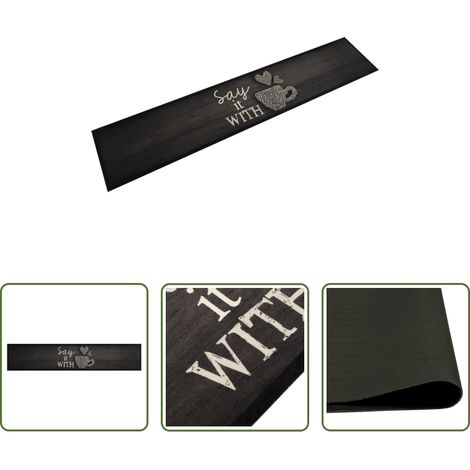 vidaXL Samt - Küchenteppich Waschbar Tasse Schwarz 60x300 cm Samt (1/5)