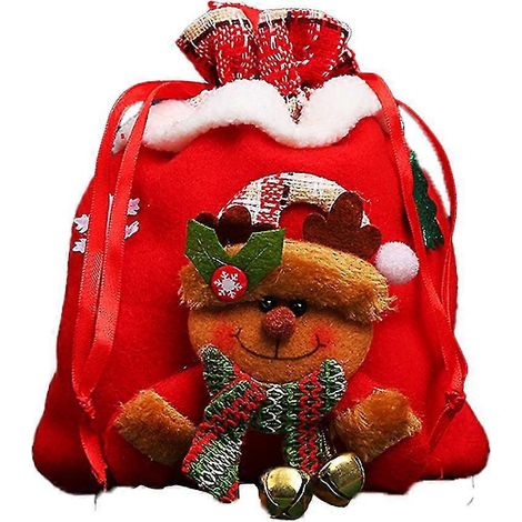 Sac De Bonbons De Noël Sac D'Emballage Sac Pomme Pochette De Rangement Pour Bonbons Décoration De Bureau (1/5)
