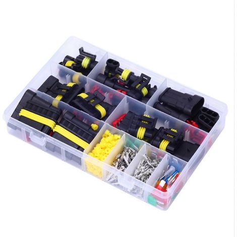 Kit de 240 connecteurs électriques 1 à 6 broches et fusibles mini-lames standard pour voiture et moto, étanche et universel (1/5)