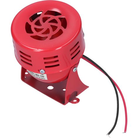 BERM Mini-Elektro-Alarmsirene, rotes Edelstahlgehäuse, 114 dB, 12 V DC, MS-190