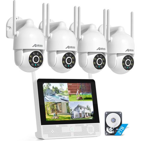 Kits de videovigilancia ANRAN KIT Cámara de Vigilancia 13" NVR 4 Cámaras Videovigilancia 360° Audio Bidireccional Seguimiento Automático Disco Duro de 1TB (1/5)