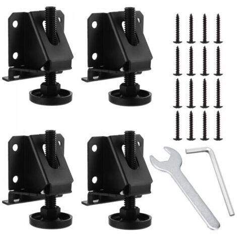 (Noir)Lot de 4 pieds de nivellement réglables pour meubles M10 pour tables, étagères, armoires, établi avec écrous de verrouillage (1/5)