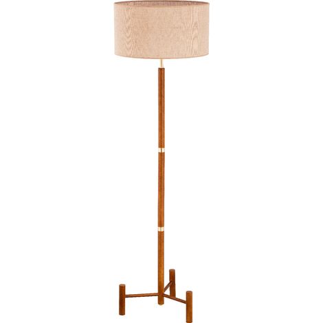 Lampadaire trépied bois, abat-jour beige 155cm E27 Alfa (1/3)