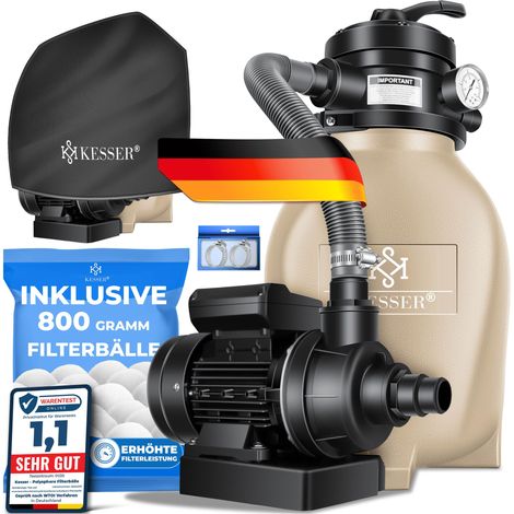 KESSER® Filtro de arena 10 m³/h, 800 g bolas filtrantes - Arena (1/5)