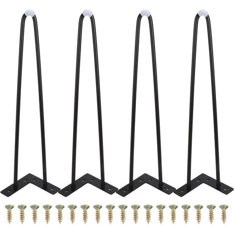 Pieds de meubles, 35 cm, noirs, pour tables basses, armoires basses, meubles TV, pieds de meubles en métal de style industriel, lot de 4 (1/5)