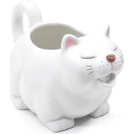 Saucière Porcelaine Petit Pot Sauciere avec bec Verseur chats avec poignée pour dressing de salade sauce crème lait (1/4)