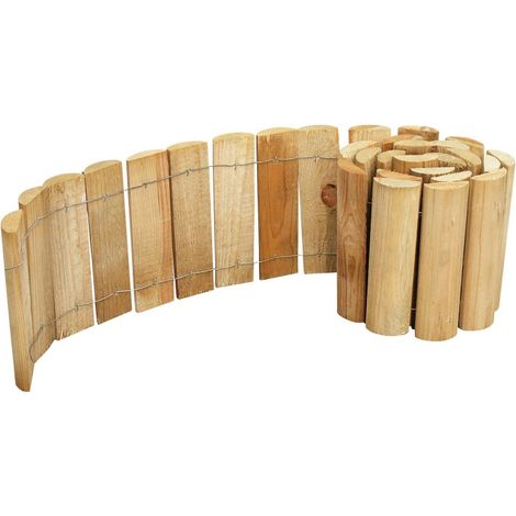 Bordure en bois naturel Siloux – Demi-rondins flexibles pour délimitation de massifs – Résistante à l'humidité et aux insectes – Forest