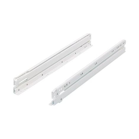 Hettich – Coulisse pour tiroir 6142/500 blanche – Charge maximale 50kg – Système de coulisse à billes – Pour bois dur et teck (1/6)