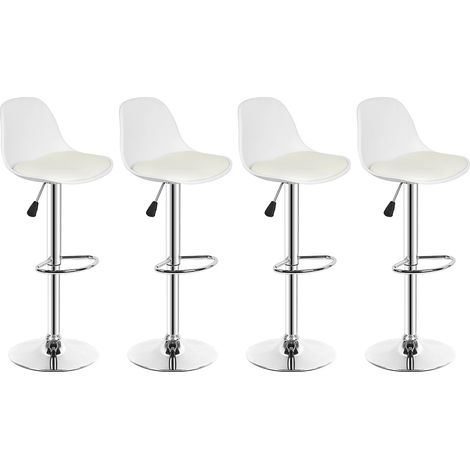 Taburetes de bar, 2 taburetes de barra y de cocina con silla giratoria de altura regulable, Blanco (1/4)
