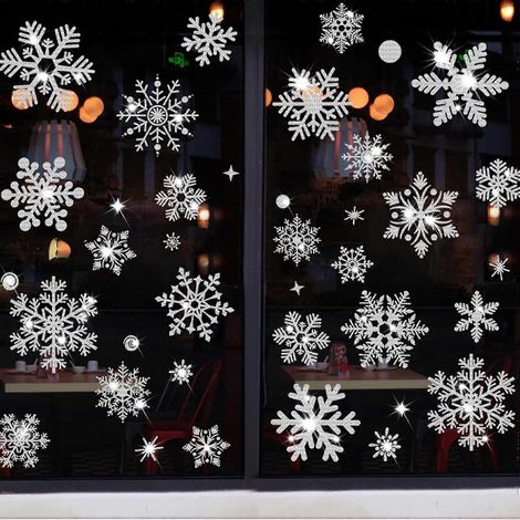 Décorations de Noël pour fenêtres, 32 autocollants réfléchissants en vinyle pour vitres, style moderne et traditionnel (1/5)