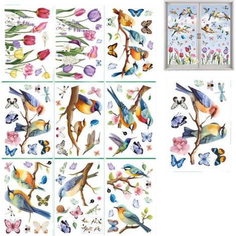 Fensteraufkleber,9er-Pack,Frühlingshafte Fensterdekoration,schön und farbenfroh,Ideal für die Dekoration von Zuhause,30 x 20 cm (1/5)