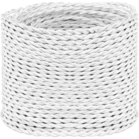 Câble Electrique Textile ,Câble pour lampe d'alimentation Fil DIY Pendentif Lampe, 20M Blanc (1/5)