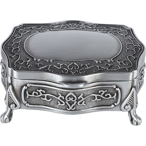 Coffret à bijoux en métal avec motif gravé, boîte vintage élégante doublée de velours doux pour bagues et boucles d'oreilles (1/5)