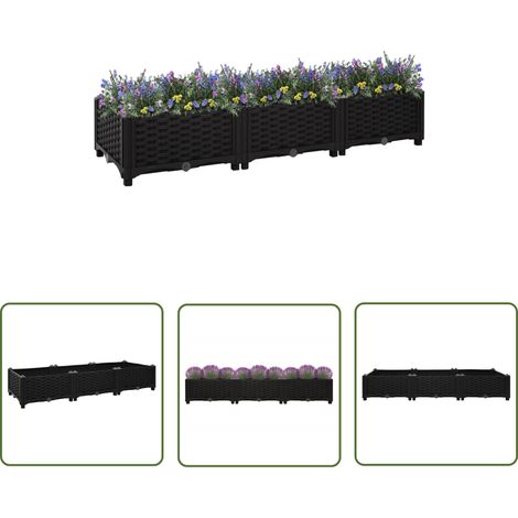 The Living Store Lit surélevé 120x40x23 cm Polypropylène - Jardin - Pots De Fleurs - Jardinière Extérieure - Bac De Culture - Plante (1/5)
