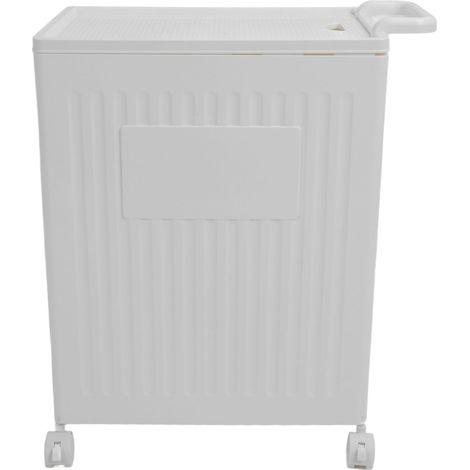 Panier de rangement à roulettes pour tapis de yoga, grande capacité, multifonctionnel, pour équipements de fitness, jouets et linge, blanc. (1/5)