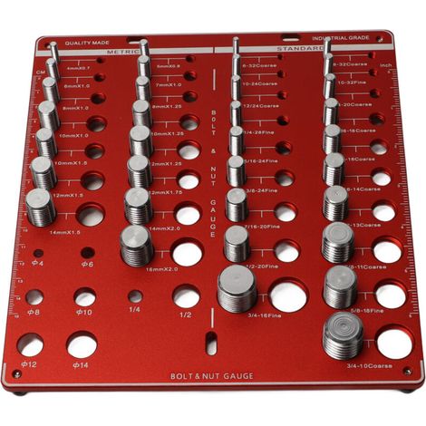 Jeffergarden Jauge de filetage pour alliage d'aluminium, 8 trous de foret, 15 métriques, 19 standard, testeur d'écrous et de boulons (1/2)