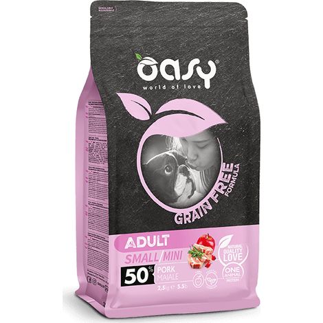 Cane Grain Free Adult Small/Mini Maiale 800 gr - 2,5 Kg OASY - size 800 gr