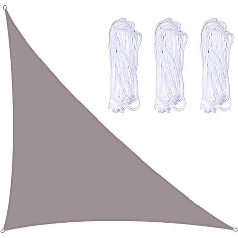 Vela de sombrilla de ángulo recto de tela Oxford, toldo para patio exterior, resistente al viento, a los rayos UV, resistente a los desgarros, color caqui, con 3 cuerdas, 345 m (1/5)
