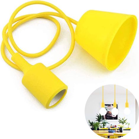 Suspension avec douille, culot E27, support de lampe suspendu en silicone avec câble (ampoule non incluse) (1/4)