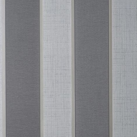 Larson Stripe Wallpaper Fine Décor Textured Vinyl Metallic Charcoal Gold (1/3)