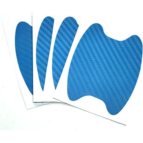(4 pièces bleu ciel) 4 autocollants de portière de voiture en fibre de carbone résistants aux rayures, film de protection pour poignées de voiture, accessoires de style extérieur (1/4)
