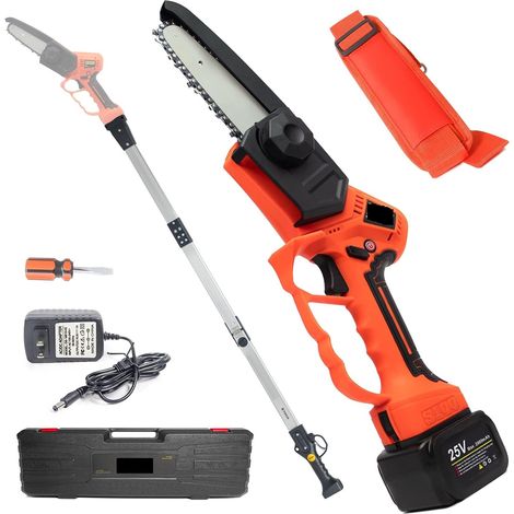 Sécateurs électriques Sécateur électrique sans fil batterie 40mm 25V sécateur avec perche d'extension de portée 5 pouces scie à chaîne électrique outils de jardin Ciseaux électriques professionnels ( (1/5)