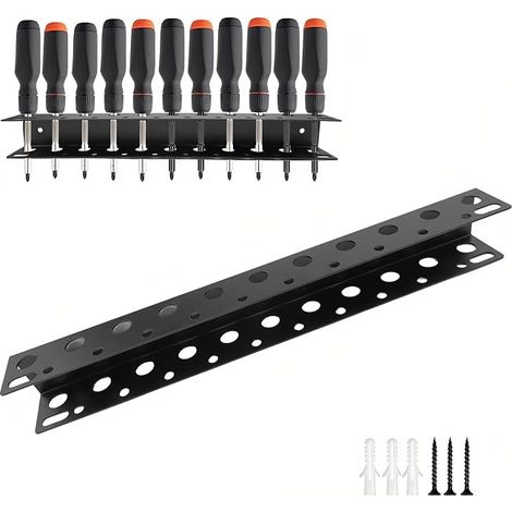 Support tournevis, 40 cm Visseuse de rangement, 23 trous porte-outils muraux, avec accessoires de montage, pour garage, atelier de bricolage et atelier (1/5)