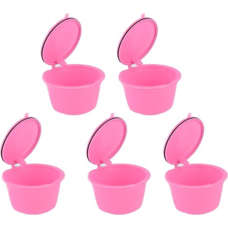 Lot de 5 capsules de café de 50 ml avec filtre à café réutilisable et cuillère pour machine à café DOLCE GUSTO (rose) (1/5)