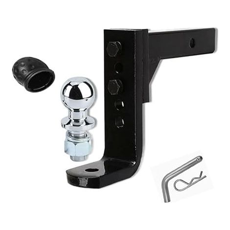 Support d’Attelage Réglable en Hauteur avec Fixation 5 Troux et Boule de 50mm – Capacité de Charge 4000kg pour Remorques, Camping-Cars, Fourgons Aménagés et Caravanes (1/5)