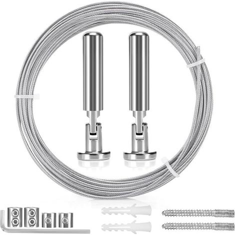 5m Tringle à Rideaux Kit, Câble en Acier pour Rideau, Fil de Suspension en Acier Inoxydable pour Accrocher Photos, Rideaux, Corde à Rideau. (1/5)