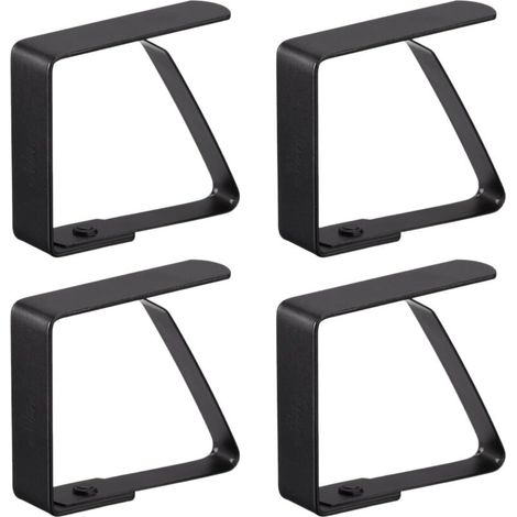 Large stainless steel tablecloth clips, tablecloth clips, tablecloth clips, tablecloth clips, tablecloth clips - silver, for tables with a maximum tabletop thickness of 5 cm / 4 black pieces (1/5)