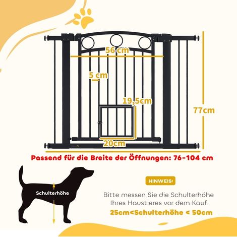 Sicherheitsgitter für Haustiere, 77 cm, Metall Schwarz, 76–104 cm verstellbar – MEUBLIV (1/5)