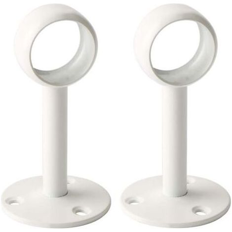 Support de tringle à rideaux 2 Pcs 26 mm – Acier inoxydable blanc brillant – Installation plafond avec vis – Usages multiples pour armoire et balcon (1/4)