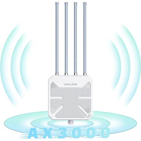 Repeteur WiFi Exterieur Puissant avec Antenne WiFi Longue Portée - Amplificateur WiFi 6 Wavlink AX3000 Mesh- Outdoor Poe Répéteur WiFi Extérieur- Idéal pour Les Grands Espaces éloignés (1/4)