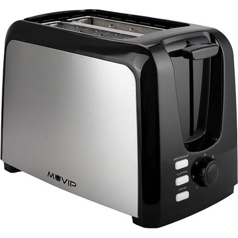 Muvip mv0621 tostadora de pan 750w - capacidad para 2 rebanadas - 7 niveles de tostado - boton de cancelacion - funcion descongelar y recalentar - funcion de centrado - bandeja inferior extraible para
