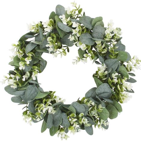 Couronne En Eucalyptus Artificiel - 30 cm - Pour Porte D Entrée Mur Jardin Intérieur Extérieur - Décoration Printemps Été Fête Maison - 1 Pièce (1/5)