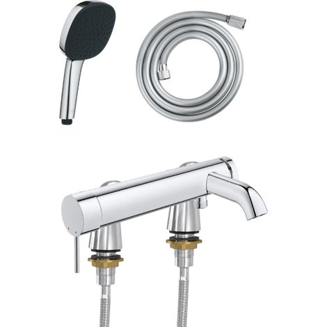 Mitigeur baignoire mécanique GROHE Essence avec colonnettes Idro'Flex + Douchette 2 jets Comfort + Flexible (1/4)