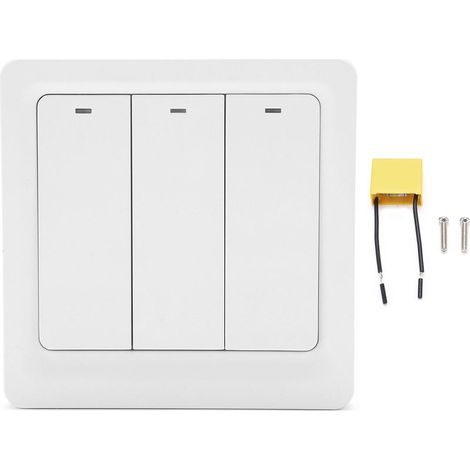 Interrupteur mural intelligent poussoir 3 gangs 600W PC pour TUYA AC 100‑240V Zigbee zéro fil unique (1/5)