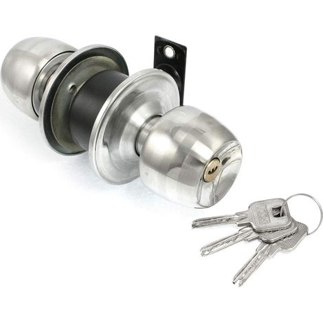 Home Room Locking Edelstahl Türknauf Schloss Silber Ton Schwarz (9183f23266e5e6f5865d5aeff6e46c58)