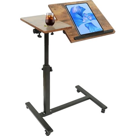 Table d'appoint, Hauteur réglable, Design pliable, MARRON (1/2)