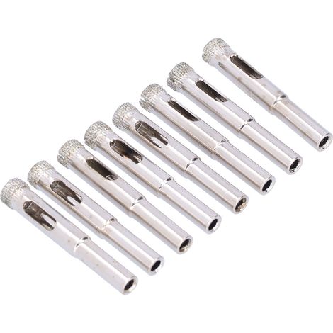Scie cloche à strass (lot de 8) en acier allié robuste et durable, résistante à l'usure, pour un gain de temps et un outil efficace d'ouverture des trous dans le verre. (1/5)